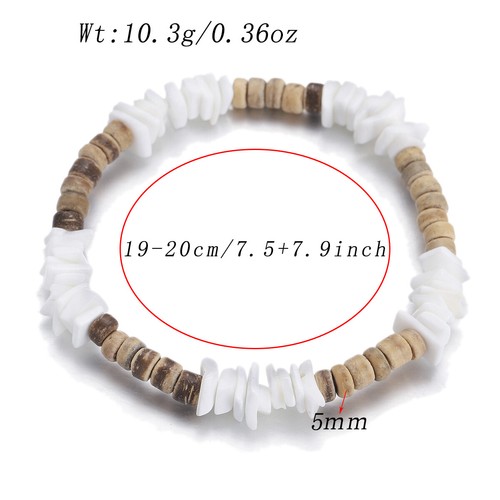 Natural Wood Bracelet Coconut Shell Vintage Stone Beaded Stretch Prayer Bracelet - Picture 16 of 48
