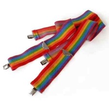 Vintage Rainbow Suspenders Adjustable 2" Wide 1970s 1980s Pride Mork  Mindy
