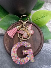 3.5" Handmade Resin Pendant Initial Keychain G Tassel New Free Ship A2935