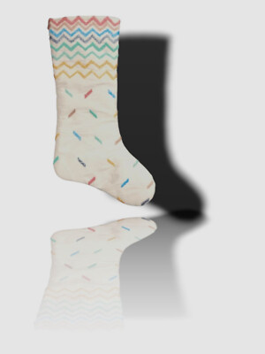 $65 Neiman Marcus White Pastel Ombre Chevron Christmas Stocking 19'' x 10''