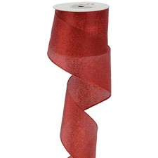 Red Wired Ribbon 2.5 Inch Red Metallic Ribbon 10 Yards Spool Metallic Christm...