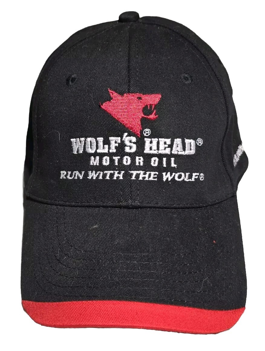 Wolf's Head Motor Oil Strapback Unisex Black Hat *Rare 