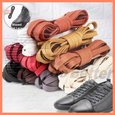 Waxed Cotton Flat Shoe Boot Laces Shoelaces Shoe Laces Several Colours - 8mm