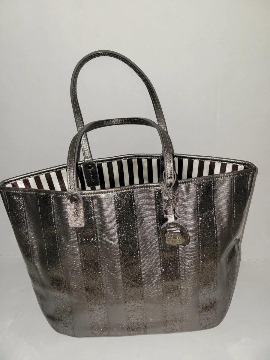 Henri Bendel Silver Luxury Sparkle Glitter Designer Tote Bag Rare