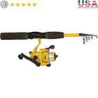 Telescopic Fishing Rod Reel Combo 5'6" Spinning Bass Lightweight Freshwater New