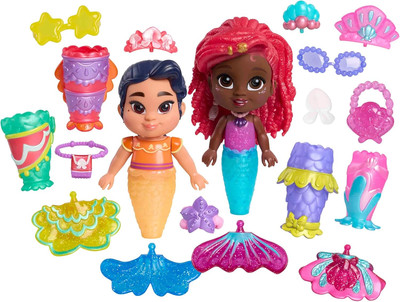 Just Play Disney Junior Ariel Pop Tails Deluxe 7.5-Inch Doll and Accessories Set