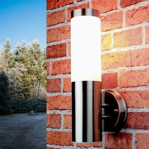 Schmale Wand Aussenleuchte Edelstahl Silber O8cm Ip44 H 33cm Garten Aussenlampe Ebay