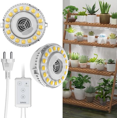 2-Kopf LED Pflanzenlampe Vollspektrum 10W Timer Hängende für Zimmerpflanzen
