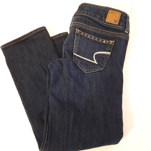 American Eagle Girls Jeans Size 00 Artist Stretch Dark Wash Riveted Design - Picture 5 of 12