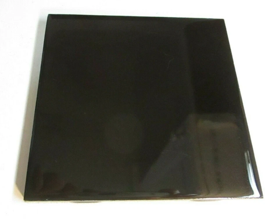 1 Wall Tile Dal DalTile USA 1970s Porcelain 4-1/4" Sq. Ceramic Black Gloss Vtg - Image 3 of 4