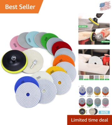 Complete Wet/Dry Polishing System with 10 Diamond Pads for Stone & Glass