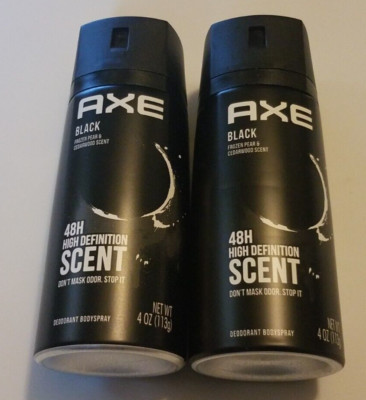 NEW 2 Pack Axe Black 48H High Definition Scent Deodorant Bodyspray 4 oz/Each