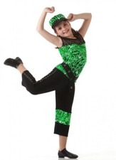 Breakthrough Adult Small New Dance Costume Green Foil Top, Crop Pants  Belt