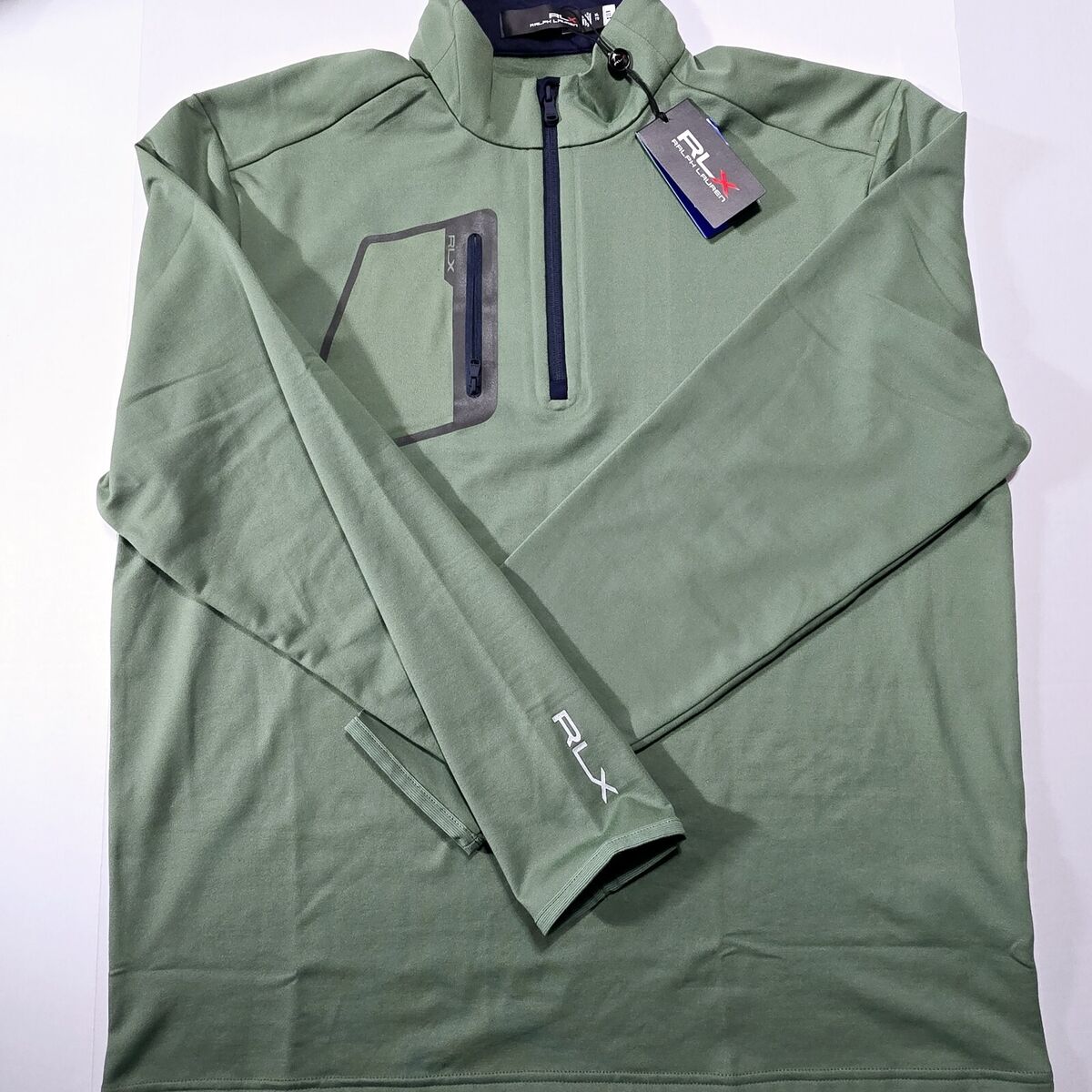 Ralph Lauren RLX Golf Men's XL Green Quarter Zip Performance Ralph Lauren RLX Golf Men's XL Green Quarter Zip Performance
