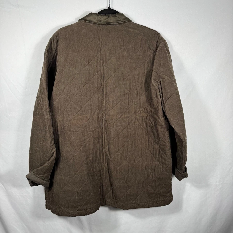 Sutton Studio Quilted Barn Coat Corduroy Button Front Jacket Brown L - Image 3 of 4