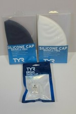 TYR Wrinkle-Free Silicone Swim Cap, 2pack Black and White with FREE Nose Clip