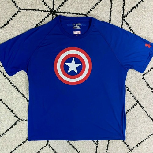 Under Armour Captain America T Shirt Short Sleeve Men XXL Loose Marvel  Heatgear | eBay