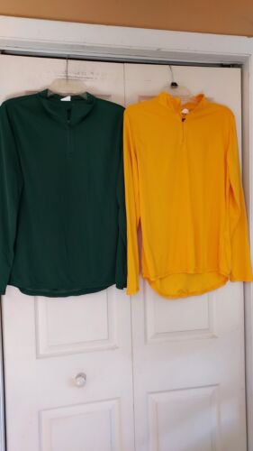 Augusta Sportswear Green Yellow Ladies Large Moisture Management Zip Sport Shirt