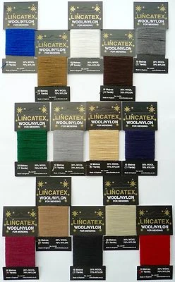 LINCATEX Mending Darning Wool Yarn Thread - 10 Metres - 14 colours - Made in England