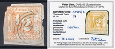 Altdeutschland Thurn & Taxis Mi.37 gestempelt "358" blau gepr&uuml;ft Kurzbefund BPP