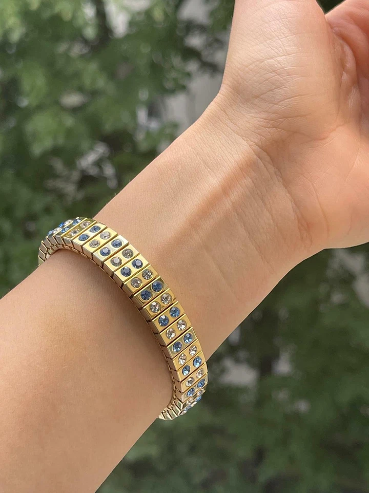 Handmade Bracelet Gold Bangle London Blue Topaz Gift for girlfriend Birthday 24K - Image 4 of 4