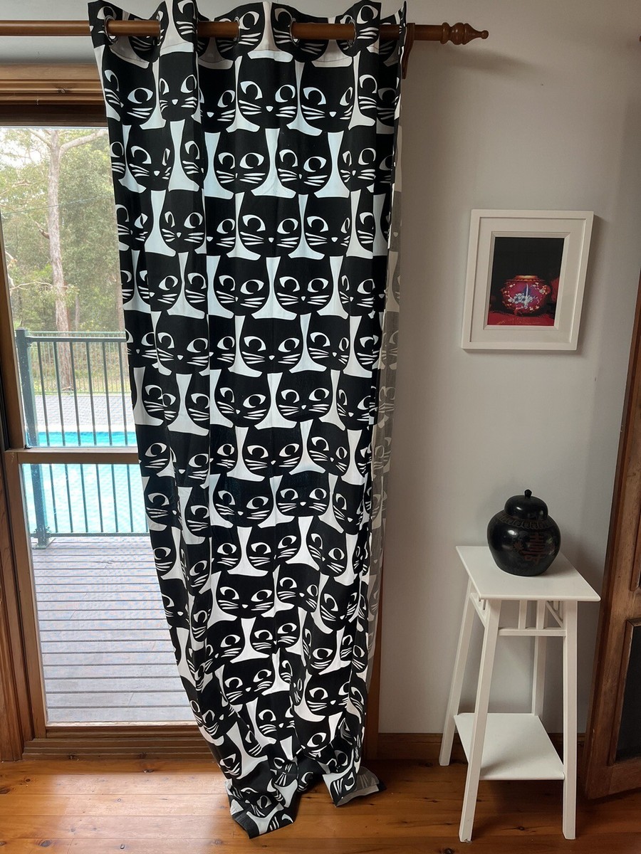 IKEA Cat Curtains (5) x Mattram Black Cat Panels with Grommets 145