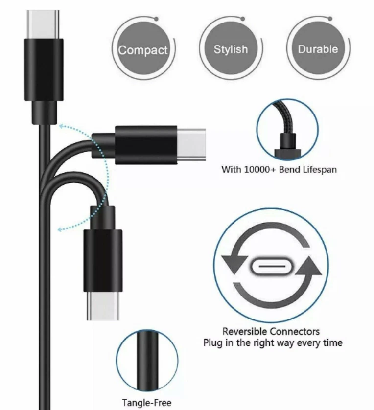 Cable de carga rápida USB C tipo C de 6/10 pies OEM 6/10 pies para Samsung S10 S8 S9 Foto 4 de 4