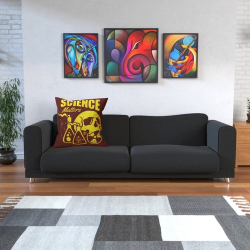 Science Matters, Red Cushion, Double-Sided, Physics Chemistry Radioactive Skull - Picture 5 of 7