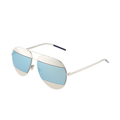 metallic blue aviator sunglasses