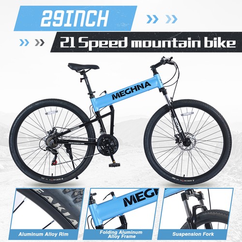 29" Folding Mountain Bike ,Suspension Fork,Aluminium Alloy Frame 21 Speed - Picture 5 of 6