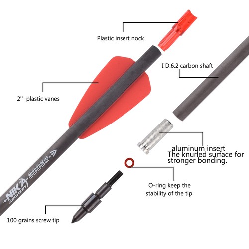 12-36PCS 7.5inch Carbon Crossbow Bolts Arrow 2"Vanes Archery for COBRA SYSTEM RX - Picture 2 of 11