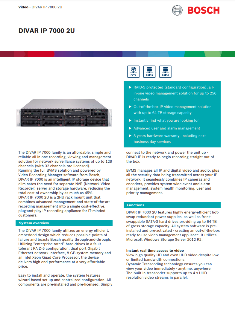 Bosch DIVAR IP 7000 2U Appliance 8x4TB DIP-7184-8HD