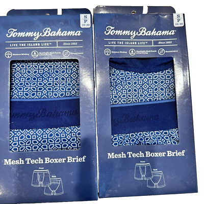 2 X Tommy Bahama Geo Tile Mesh Tech Boxer Briefs Underwear Size S