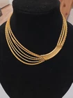 Monet Vintage 6 Strand Collar Goldtone Chain Choker Necklac, Costume Jewelry!