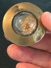 Vintage Horse Bridle rosette "DEER", brass, 50s/60s, bubble glass