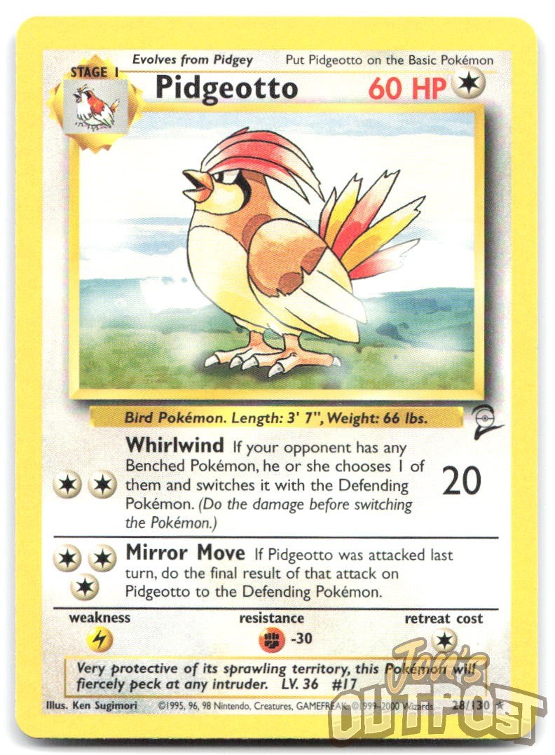 Pokemon Pidgeotto 28/130 Base Set 2  - Rare Pokemon Card - LP