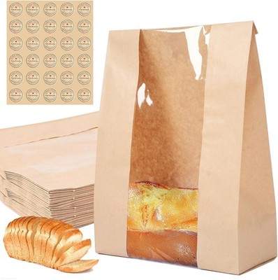 Bolsas de papel para pan con ventana, incluye 30 etiquetas almacenar pan casero