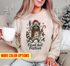 Raccoon Christmas Feral But Festive Sweatshirt