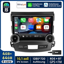 DAB+ 4+64G Android 15 Radio Carplay GPS Navi Für Mitsubishi Outlander II 2005-11