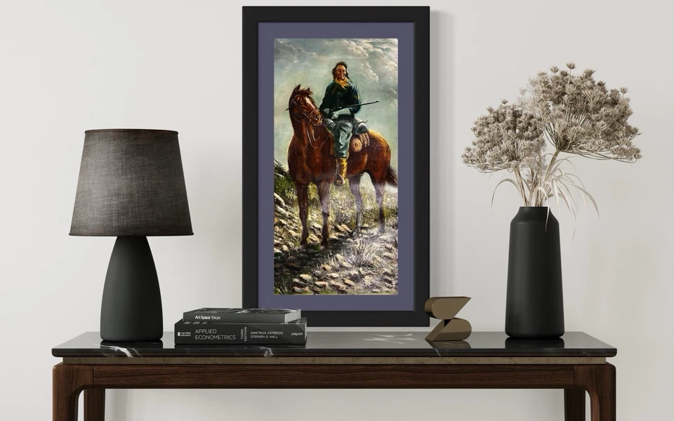 Pinturas de arte originales pintadas a mano óleo sobre lienzo vintage, soldado de Estados Unidos original Foto 3 de 4