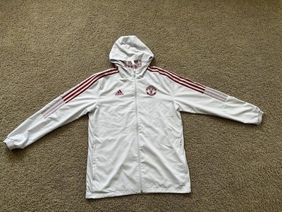 Adidas Manchester United MUFC All Weather White Light Jacket With Hood Men s L