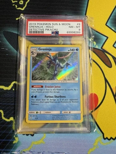 POKEMON 2019 Sun Moon Detective Pikachu GRENINJA Holo #9 PSA 8 RARE