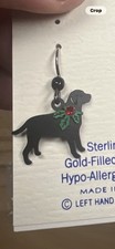 Sienna Sky Black Lab Labrador Retriever Dog With Holly Earrings by Left Hand