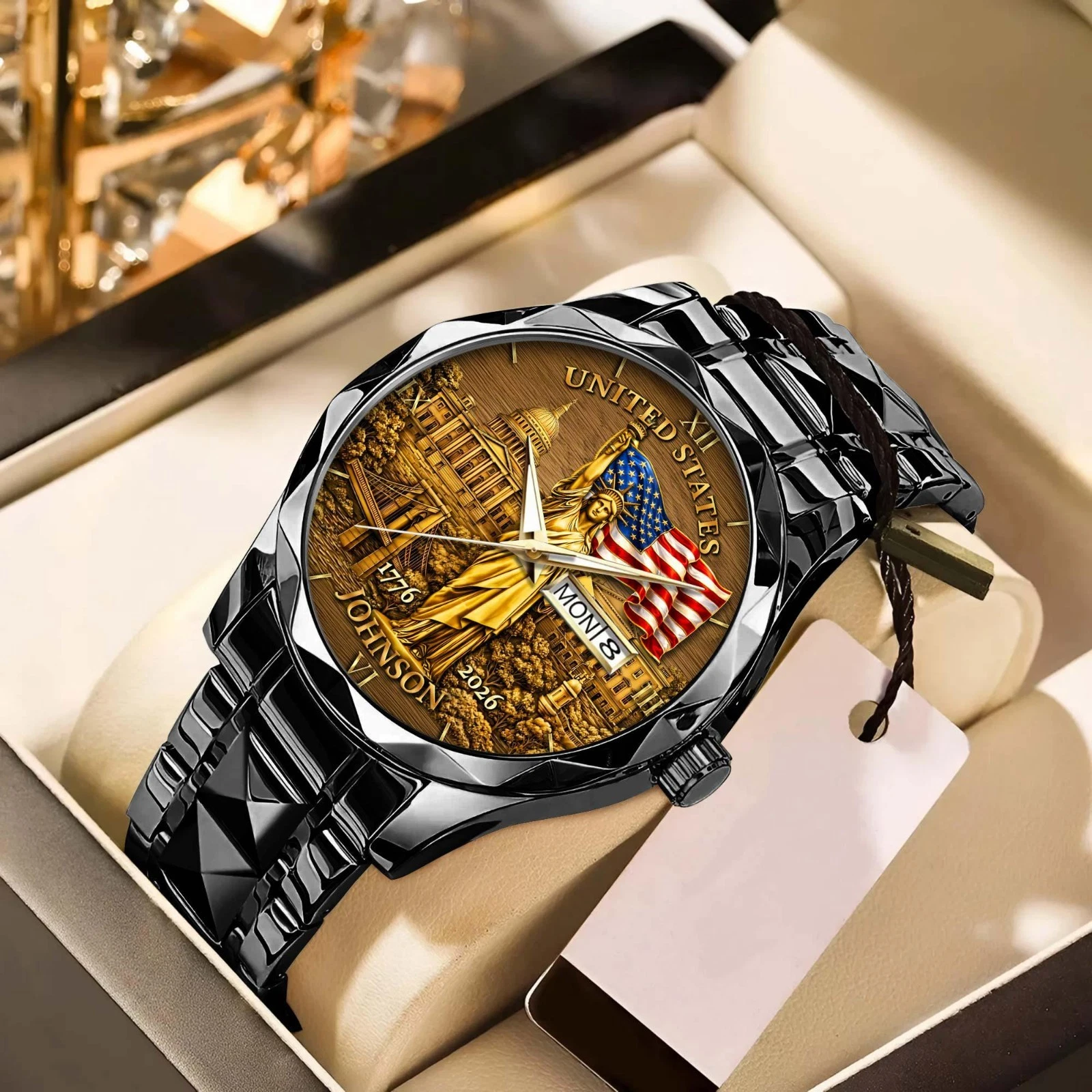 Custom 250th Anniversary USA Watch 1776-2026, Birthday Celebration Gift for Men