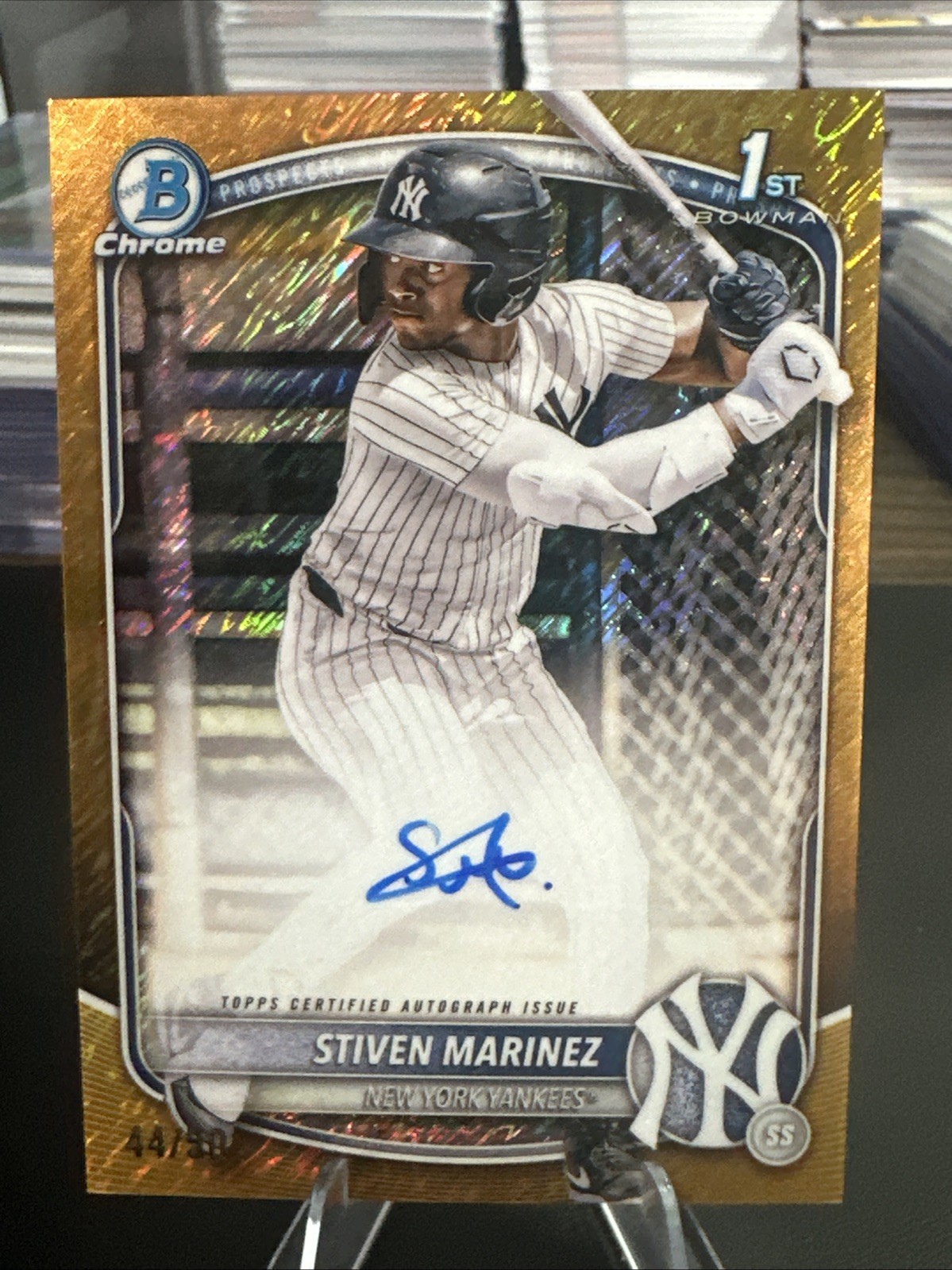 2025 Bowman Chrome 1st Stiven Marinez Gold Shimmer Refractor Auto 44 /50