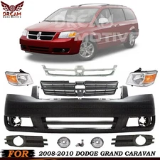 Front Bumper Cover & Fog Light Assembly Kit For 2008 - 2010 Dodge Grand Caravan