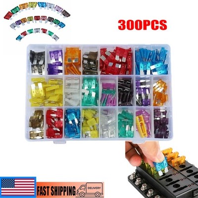 300Pcs Automotive Blade Fuse Set Mixed Fuses Assortment For Car Truck RV Boat US