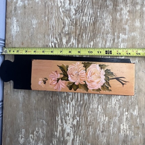 Vintage Tole Hand Painted Wood Long Match Holder 70s Floral Signed Long Matches - Picture 18 of 22