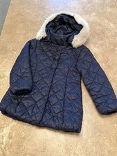 Cappotto trapuntato MAYORAL bambina blu navy età 5 anni, cappuccio staccabile pelliccia sintetica ECONDO