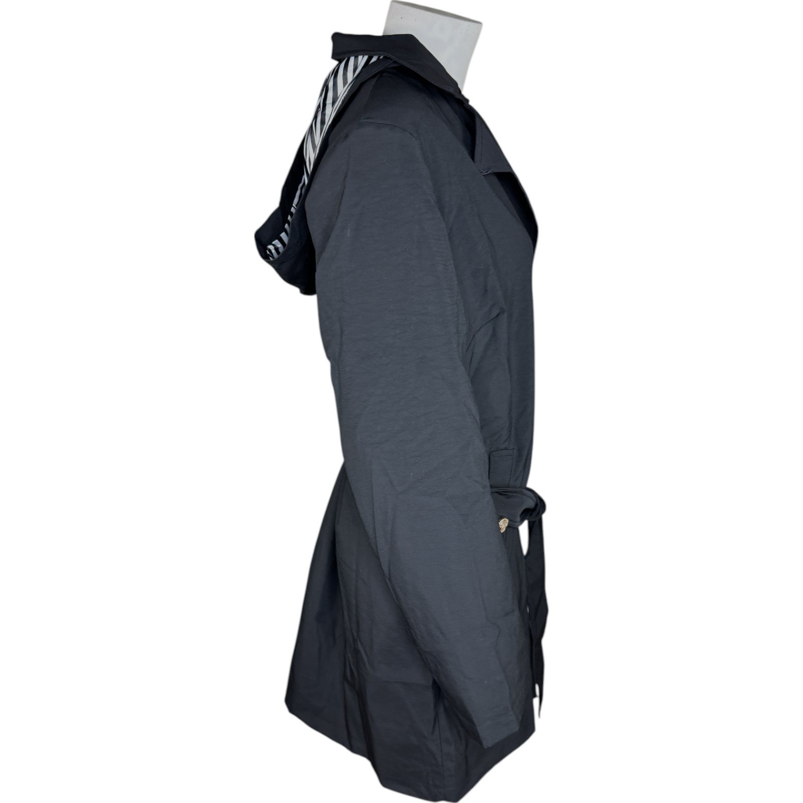 Dennis Basso Regular Water Resistant Trench Coat with Hood Black 2X Winter